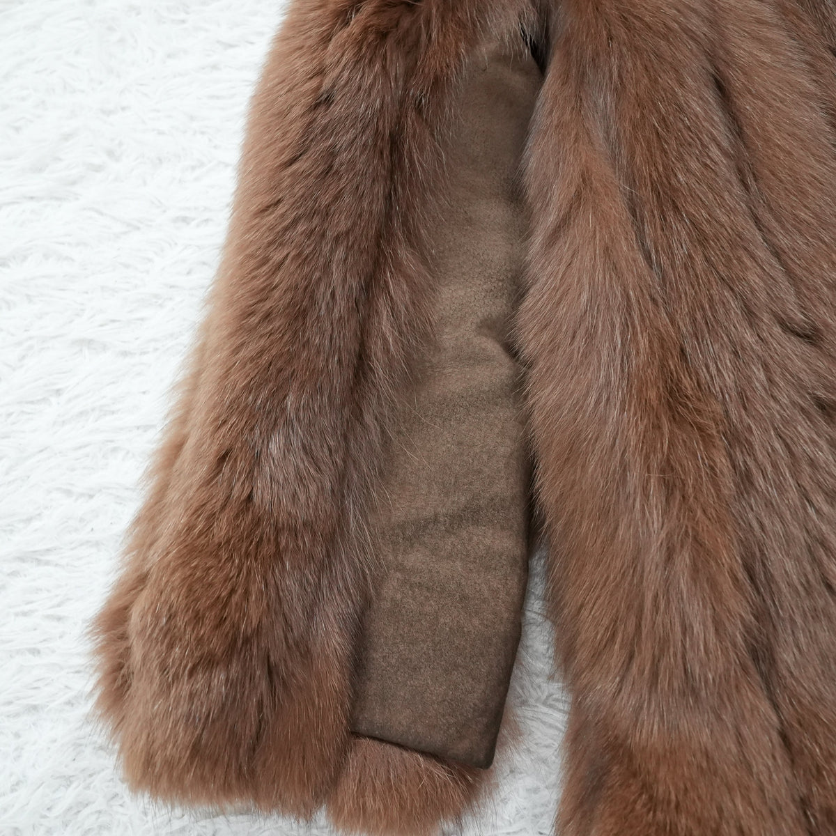 Brown Dyed Fox Fur Coat OS FUR - Genuine Vintage Fur From Japan