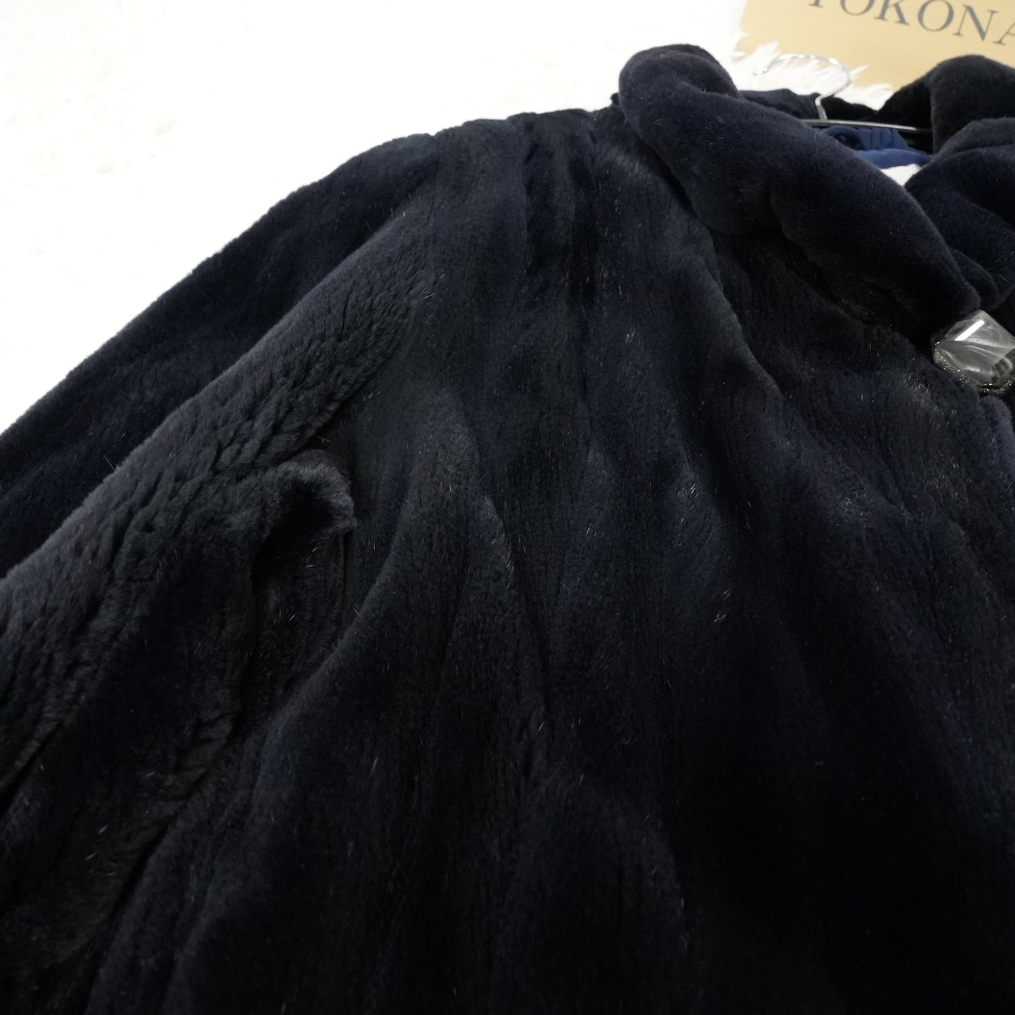 Dark Blue Shaved Mink Hem Pattern SAGA MINK - Genuine Vintage Fur From Japan