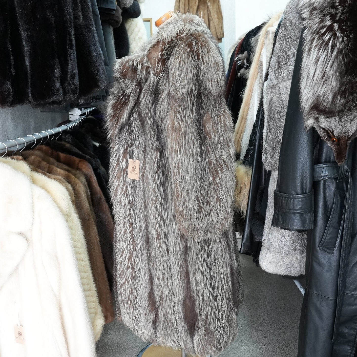 Silver Fox Long Coat - Genuine Vintage Fur From Japan