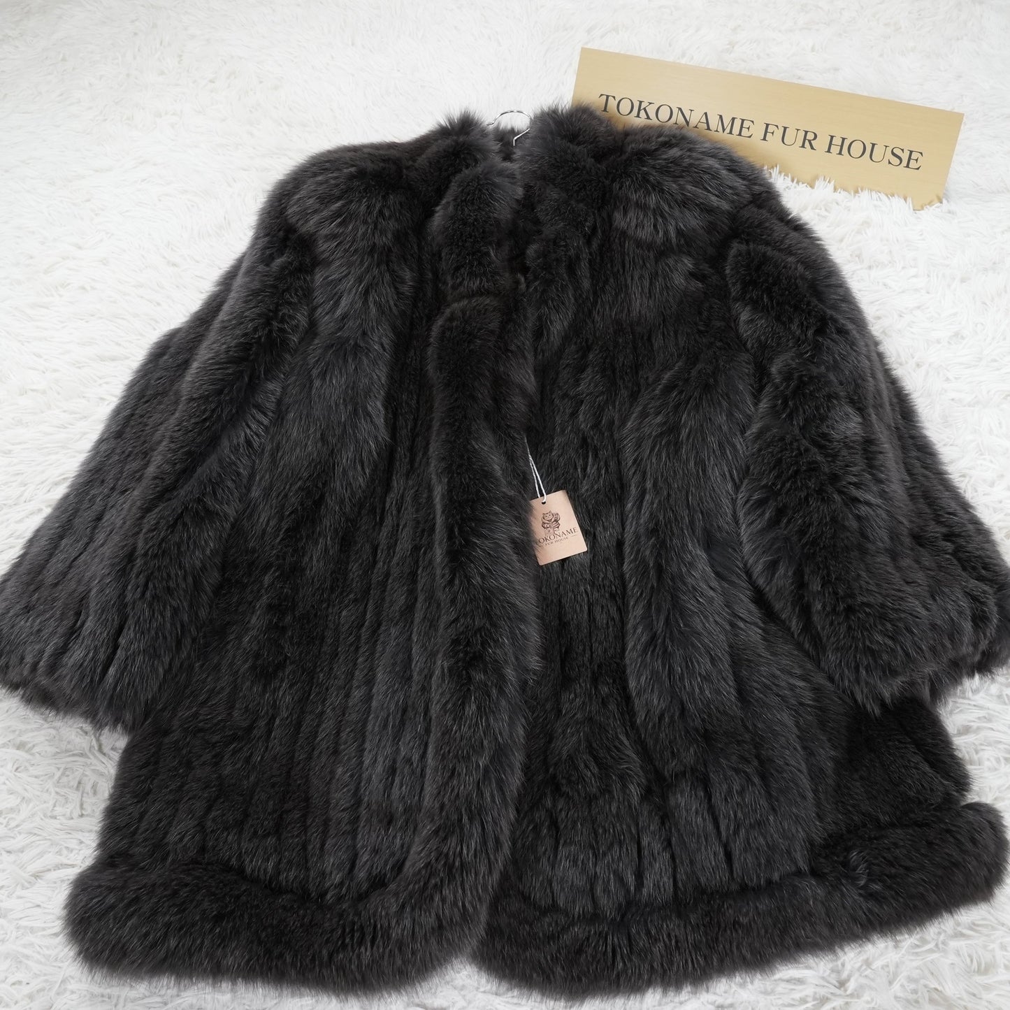 Gray Dyed Fox Fur Coat DU BAINS - Genuine Vintage Fur From Japan