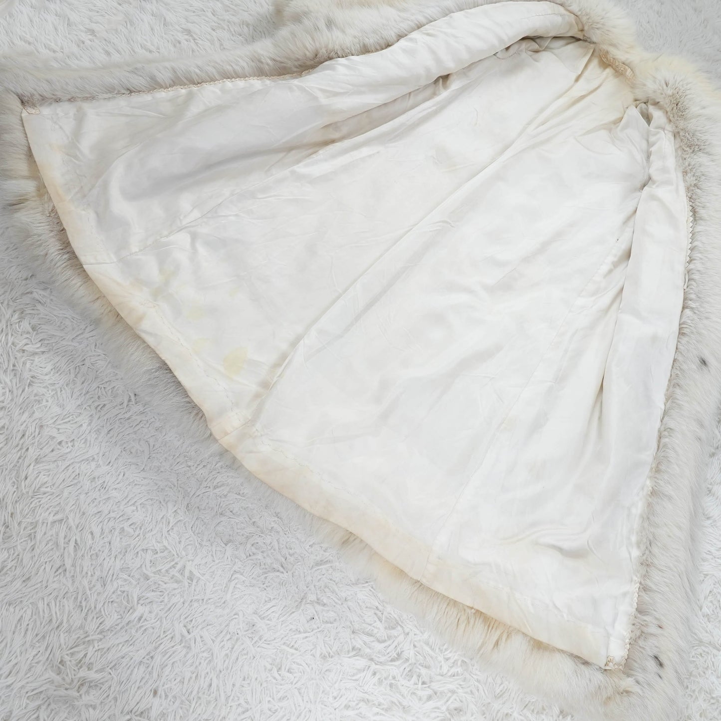 Lynx Dyed Shadow Fox Very Long Coat Soft & Fluffy - Genuine Vintage Fur From Japan