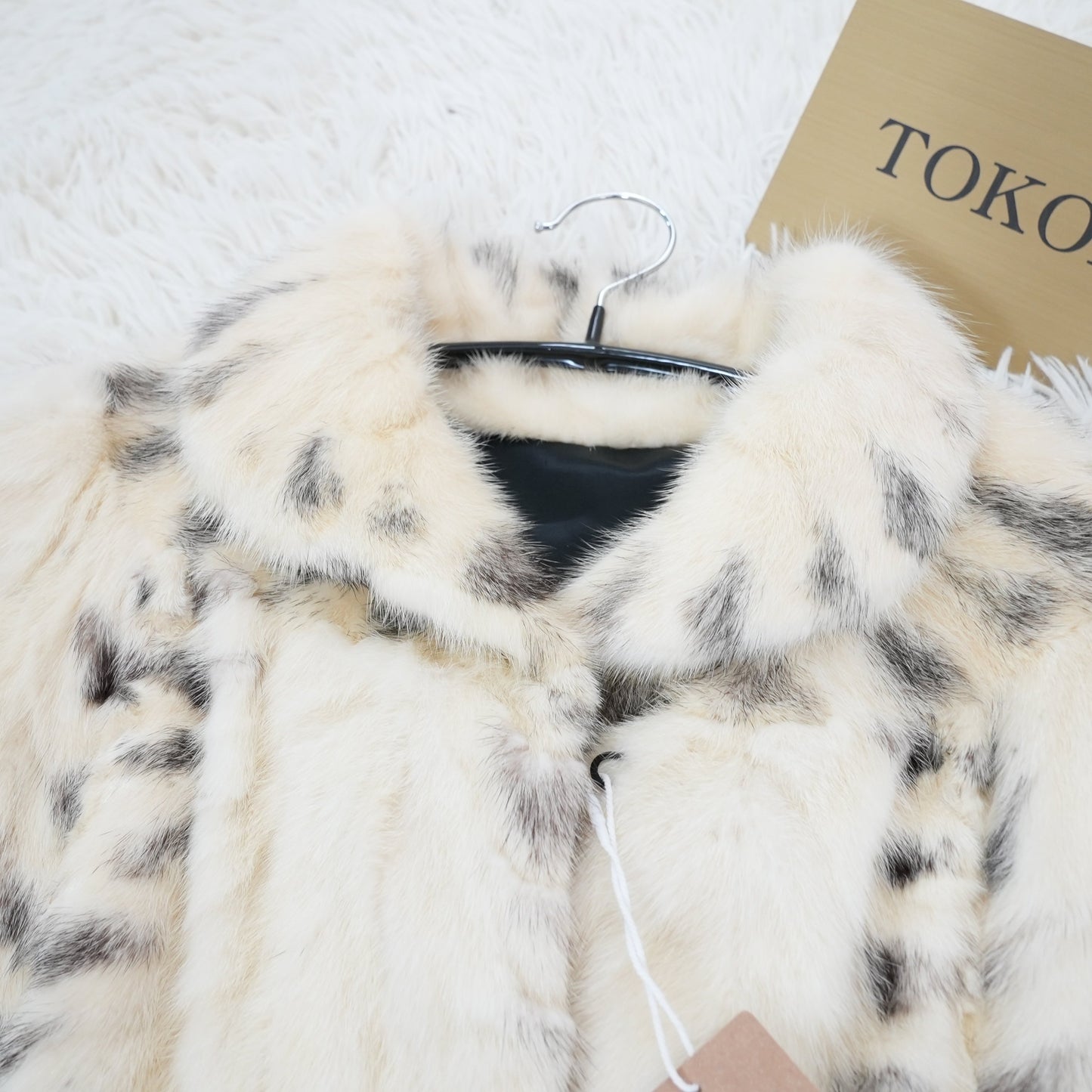 Pearl Mink Lynx Pattern Coat Genuine Vintage Fur Japan