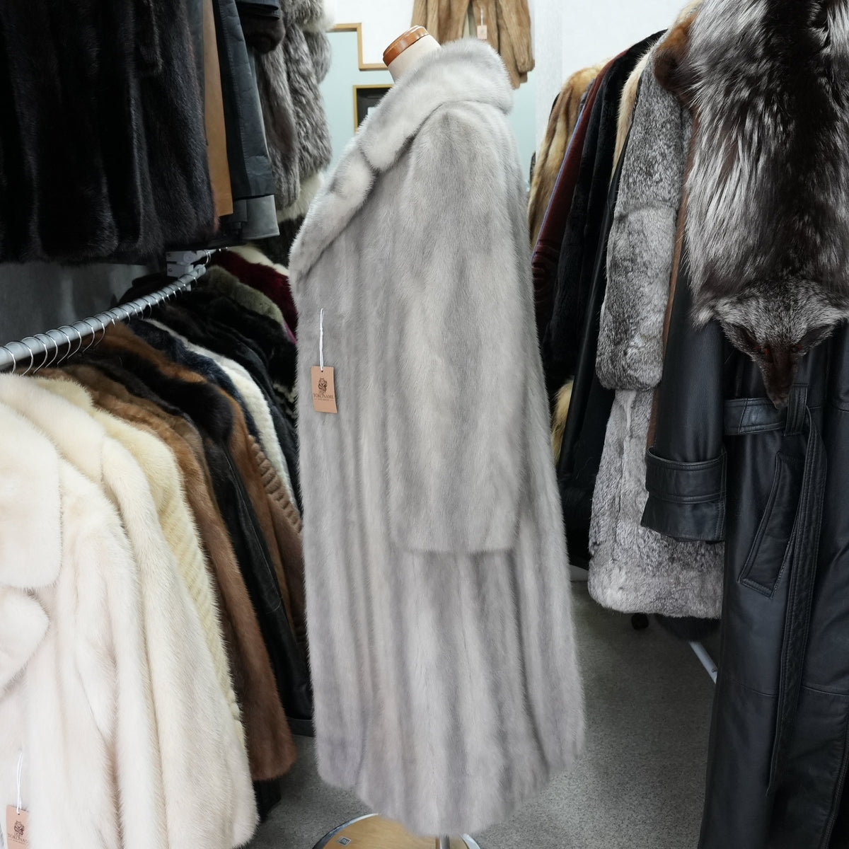 Sapphire Mink Fur Long Coat - Genuine Vintage Fur From Japan