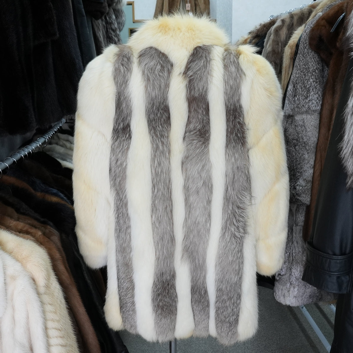 Shadow Fox and Silver Fox Stripe Design Coat Soft and Fluffy SAGA FOX