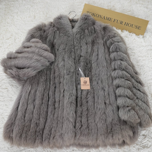 Gray Dyed Fox Fur Coat - Genuine Vintage Fur From Japan