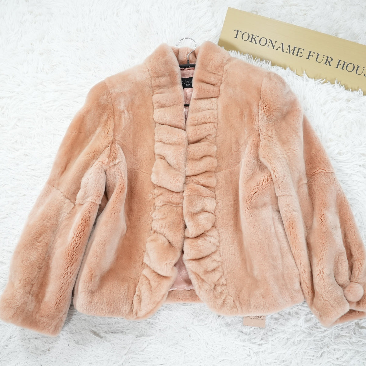 Pink Beige Dyed Nutria Fur crop Jacket - Genuine Vintage Fur From Japan