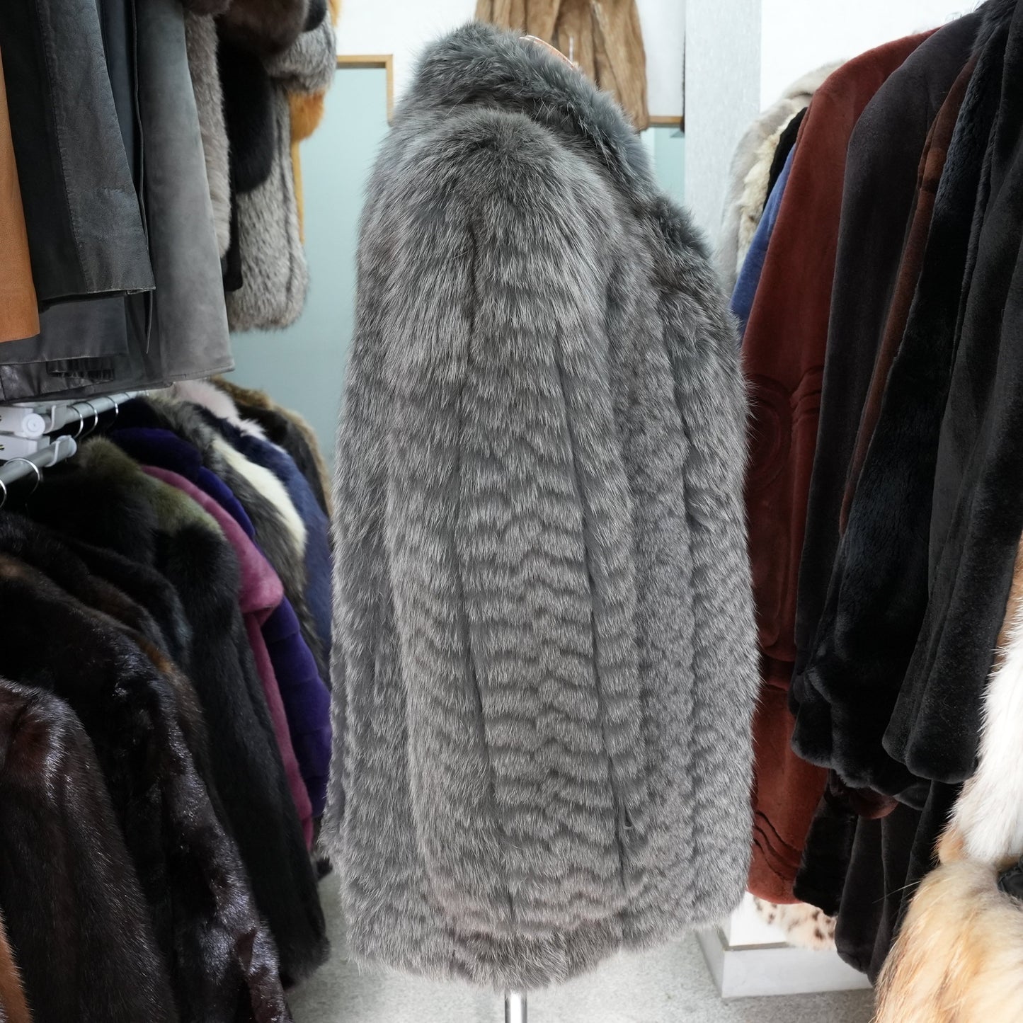 Gray Dyed Fox Fur Coat nakamur fur - Genuine Vintage Fur From Japan
