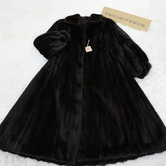 Glama Mink A-Line Long Fur Coat Women’s Vintage Luxury Outerwear