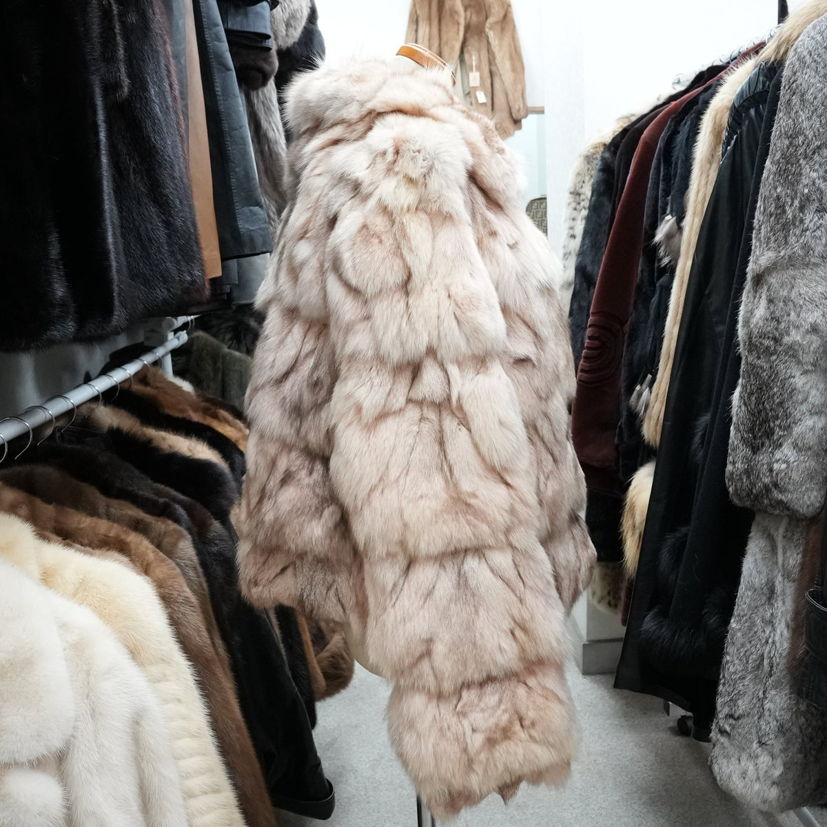 Pink Dyed Fox Fur Jacket - Genuine Vintage Fur From Japan