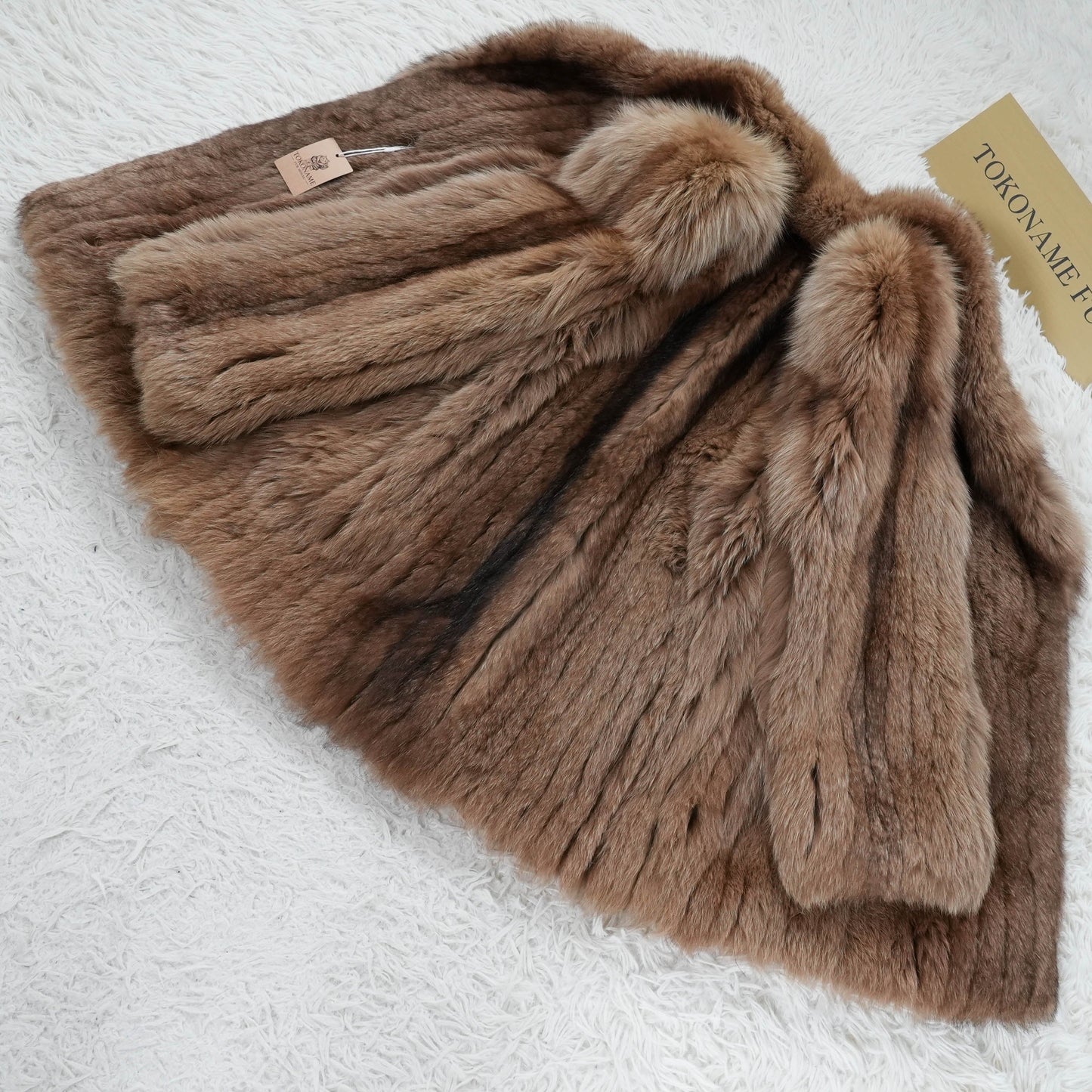 Brown Dyed Fox Fur Design Coat - Genuine Vintage Fur From Japan