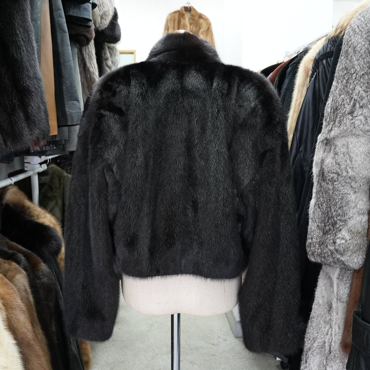 Dark Mink Big collar crop Jacket - Genuine Vintage Fur From Japan