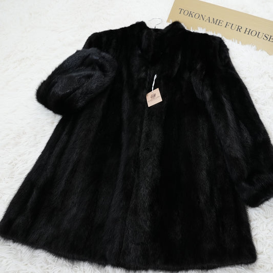 Black Mink Coat Genuine Vintage Fur Japan