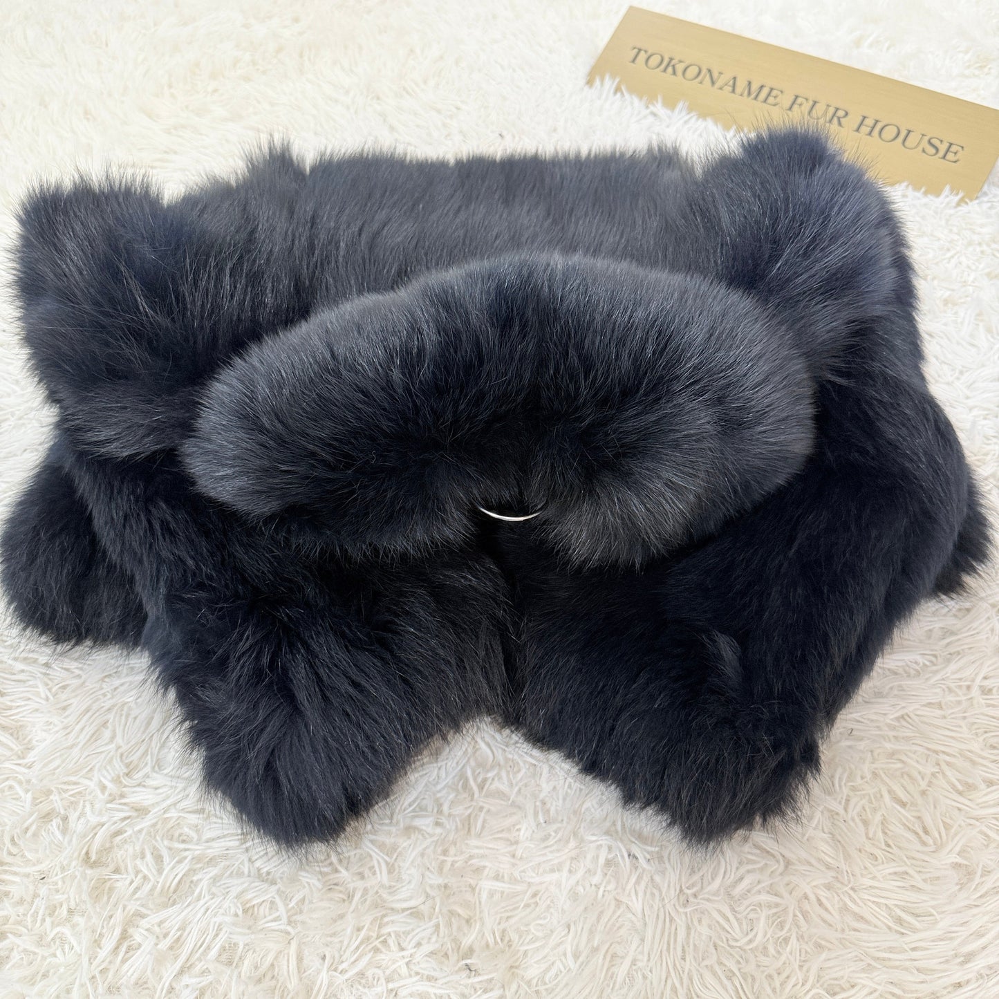 Blue Fox Navy Dyed Coat Soft and Fuffy Vintage Fur Japan