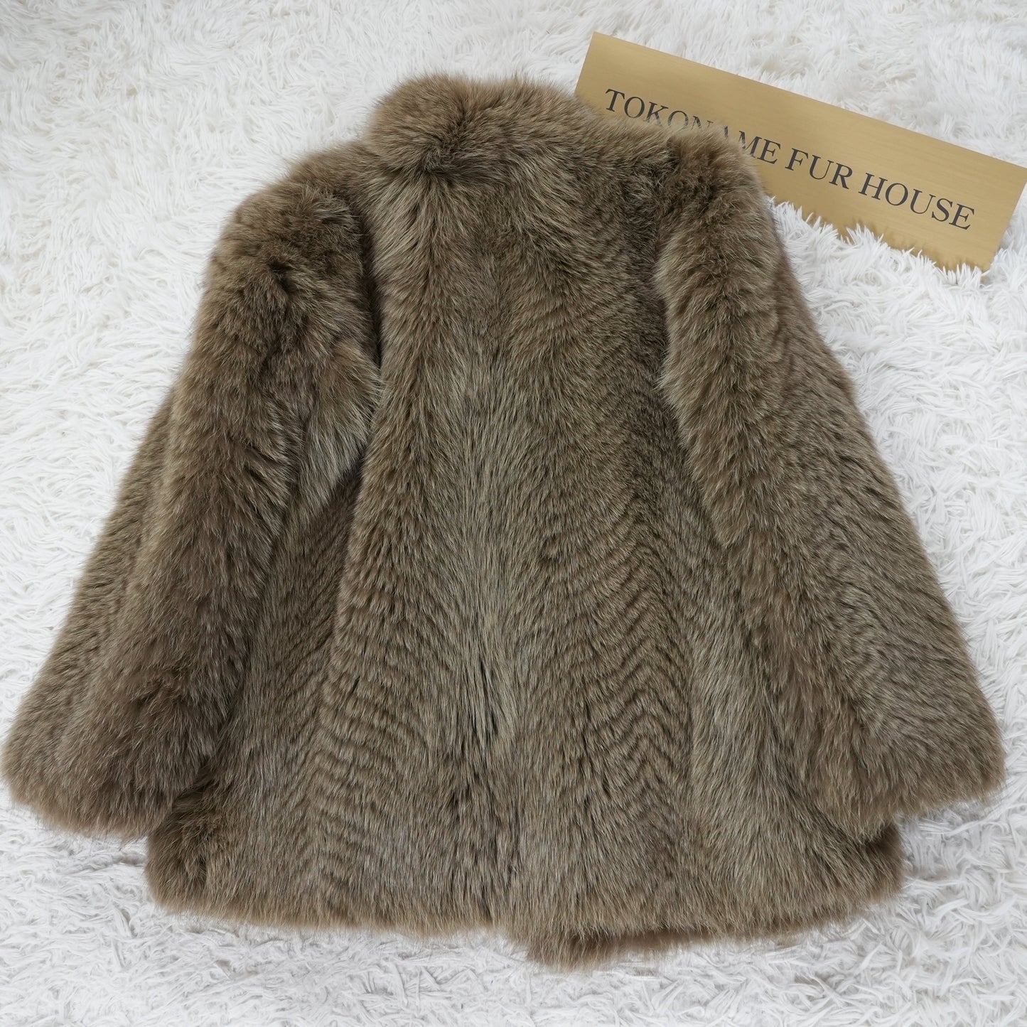 Ash Green Dyed Fox Fur Coat - Genuine Vintage Fur From Japan
