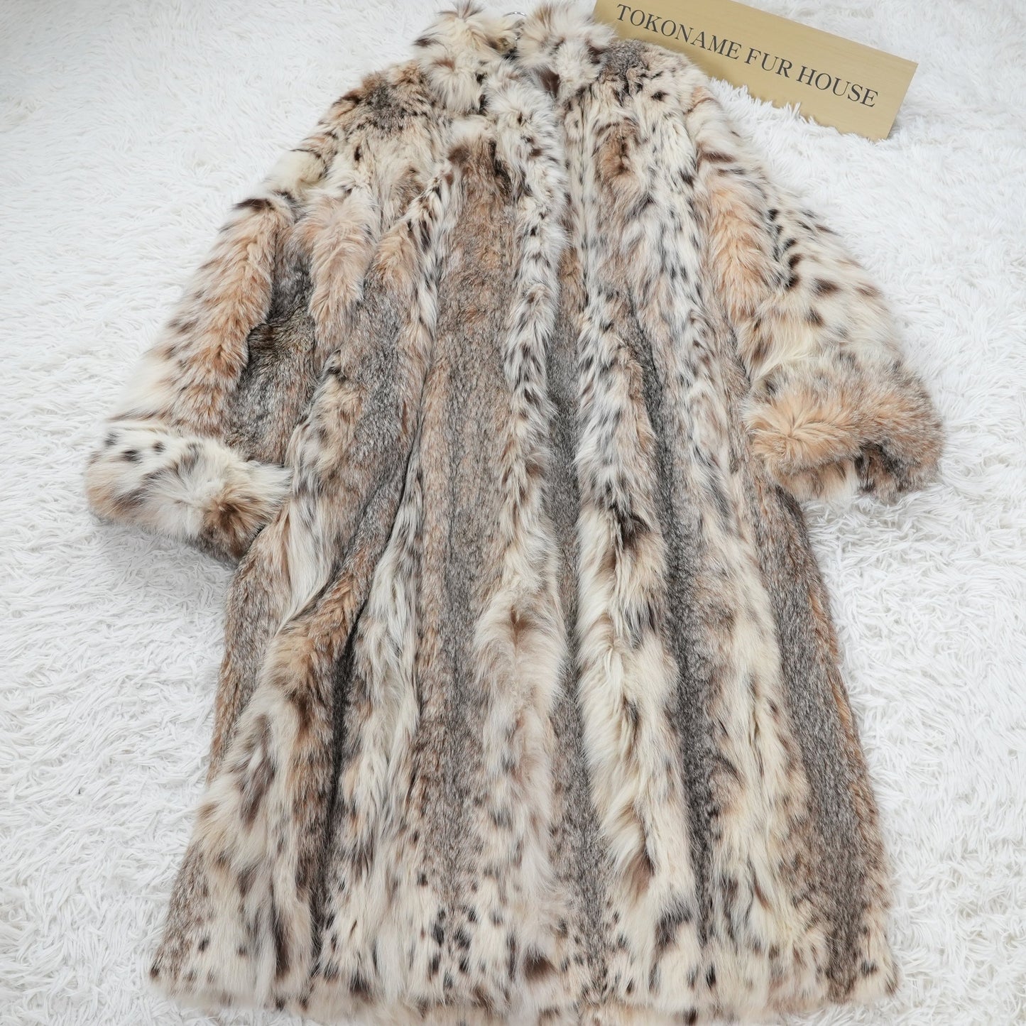 Lynx Fur Long Coat Roll Up Sleeve Calvin Klein - Genuine Vintage Fur From Japan