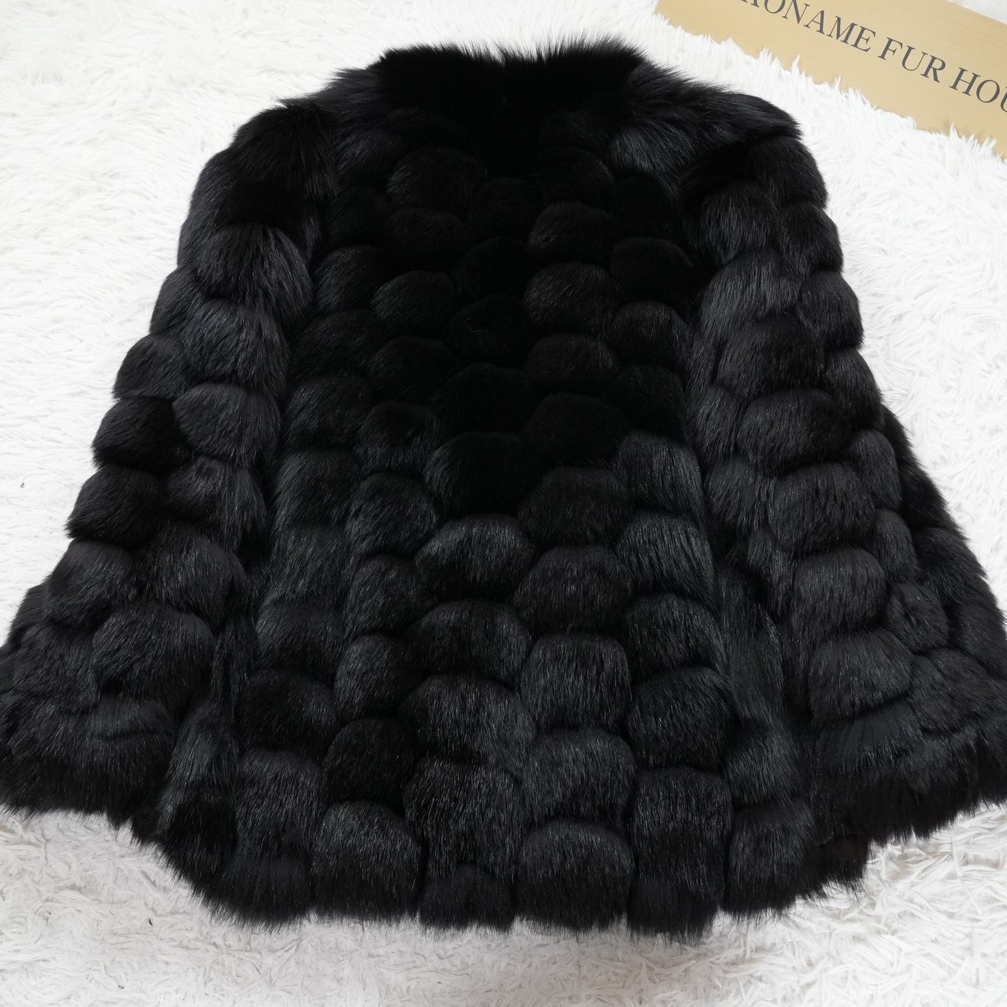 Black Dyed Fox Design Coat EMBA - Genuine Vintage Fur From Japan