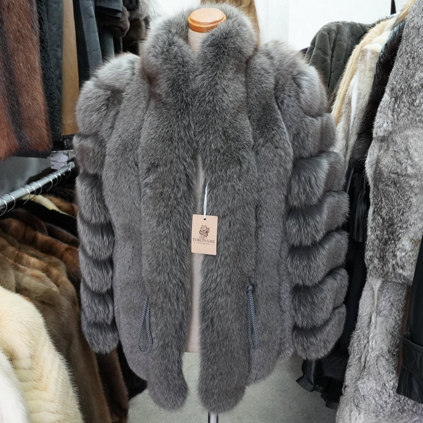 Gray Dyed Fox Coat - Genuine Vintage Fur From Japan