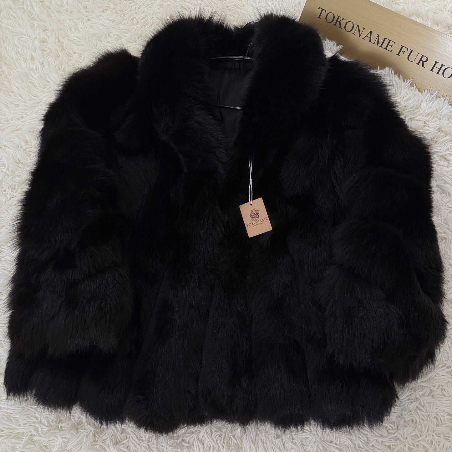 Black Dye Fox Coat - SAGA ROYAL FOX Genuine Vintage Fur Japan