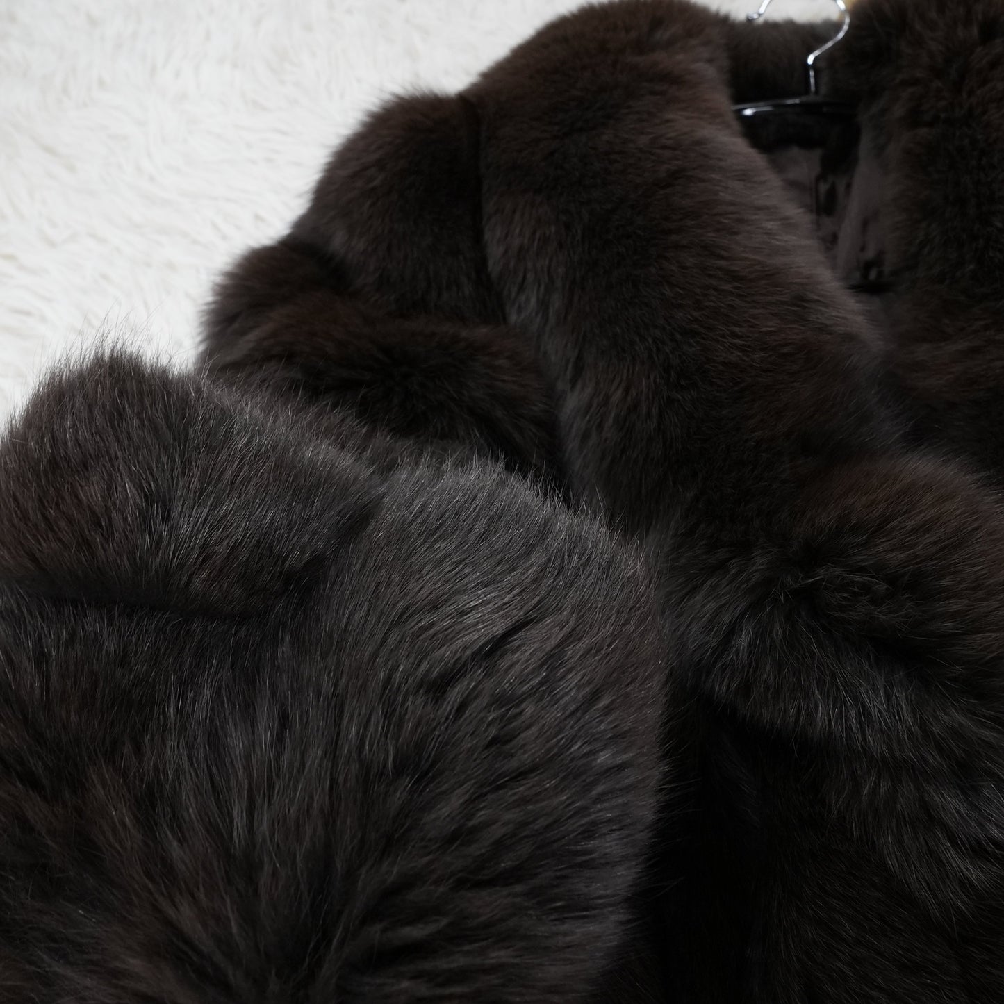 Brown Dyed Fox Fur Semi-Long Coat - Genuine Vintage Fur From Japan