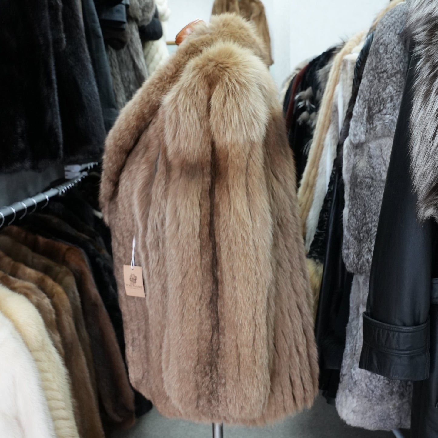 Brown Dyed Fox Fur Design Coat - Genuine Vintage Fur From Japan