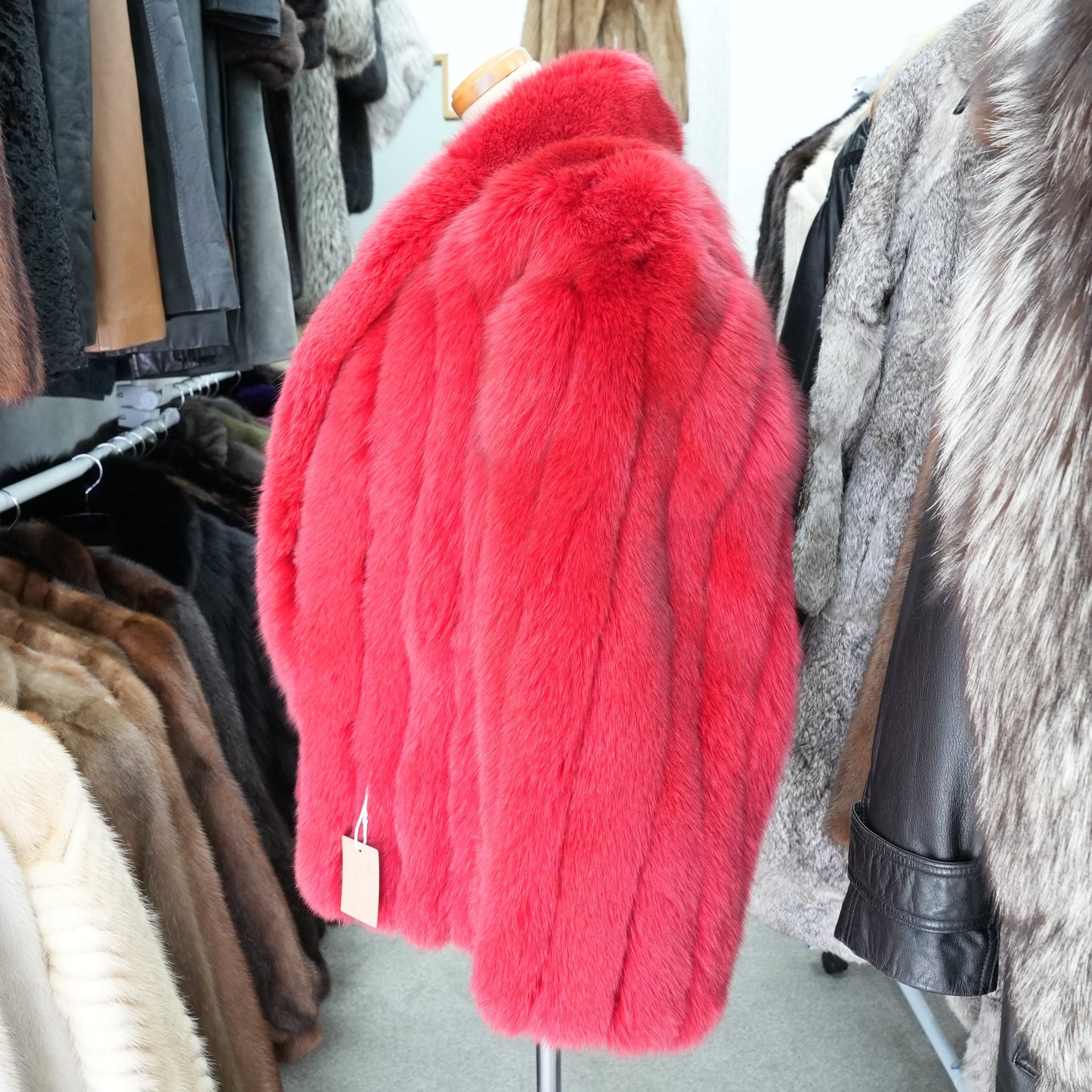 Red Dyed Fox Fur Coat - Genuine Vintage Fur From Japan