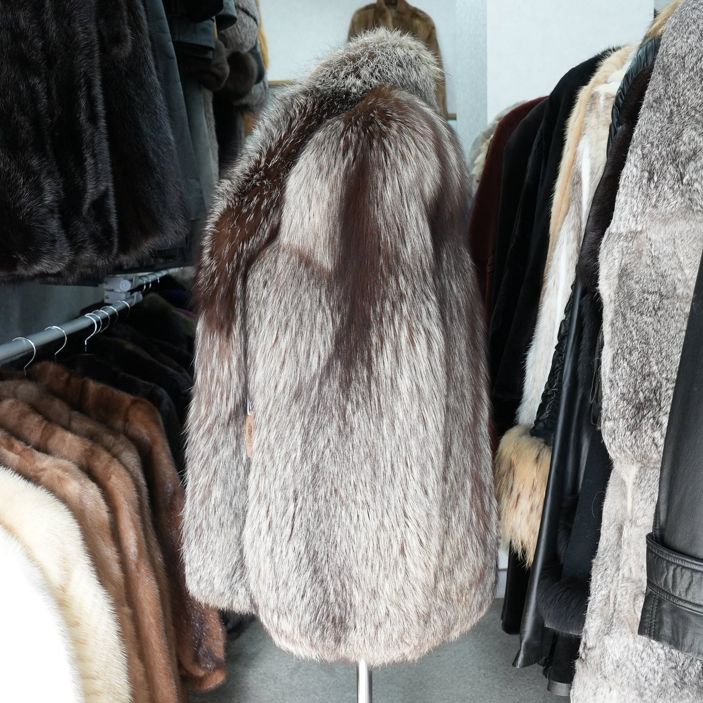 Silver Fox Fur Coat - Genuine Vintage Fur From Japan