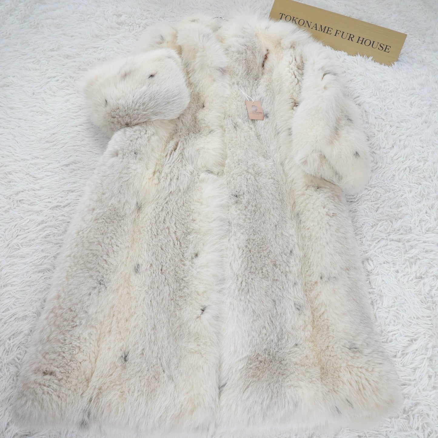 Lynx Dyed Shadow Fox Very Long Coat Soft & Fluffy - Genuine Vintage Fur From Japan