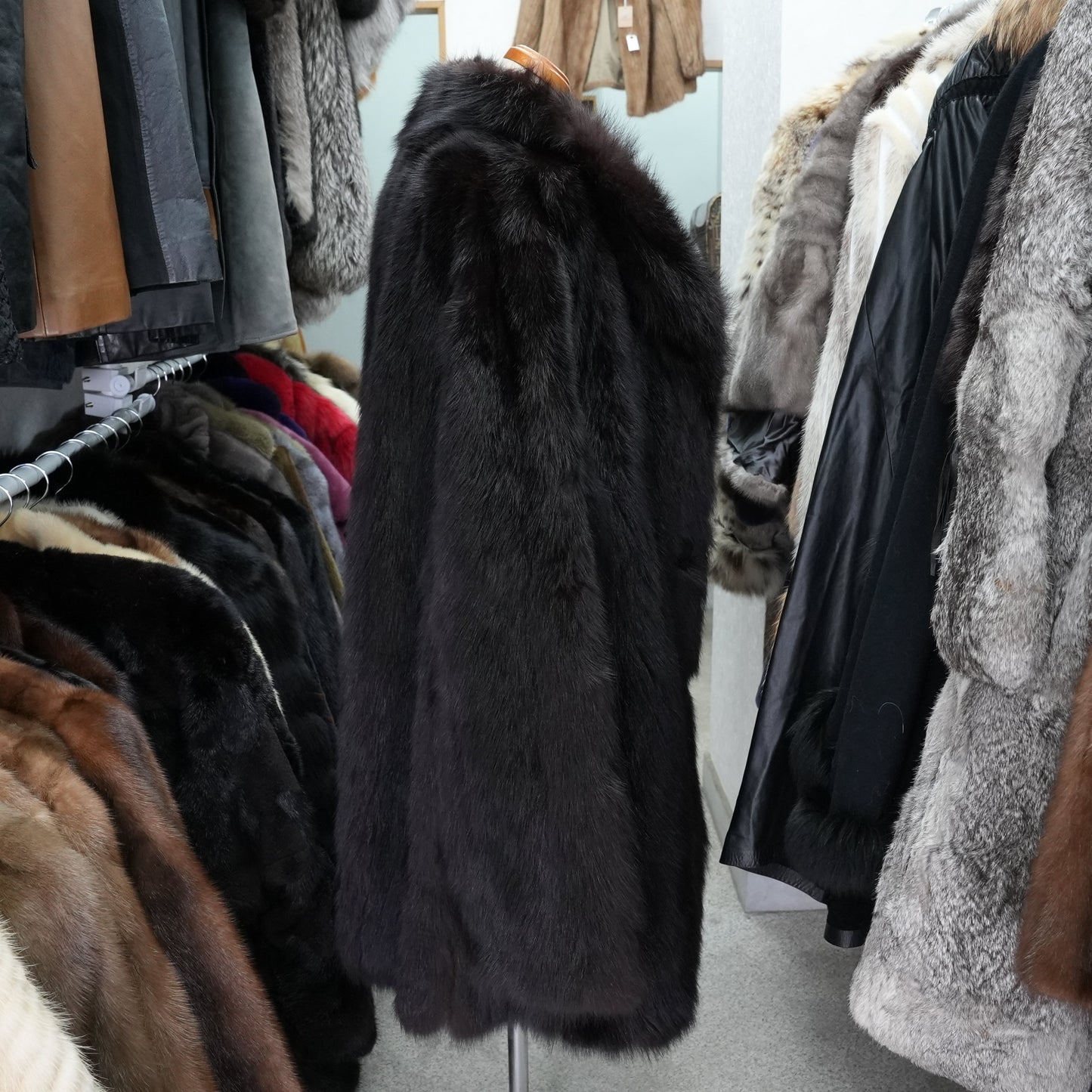 Men Sable Black Dyed Coat - Genuine Vintage Fur From Japan