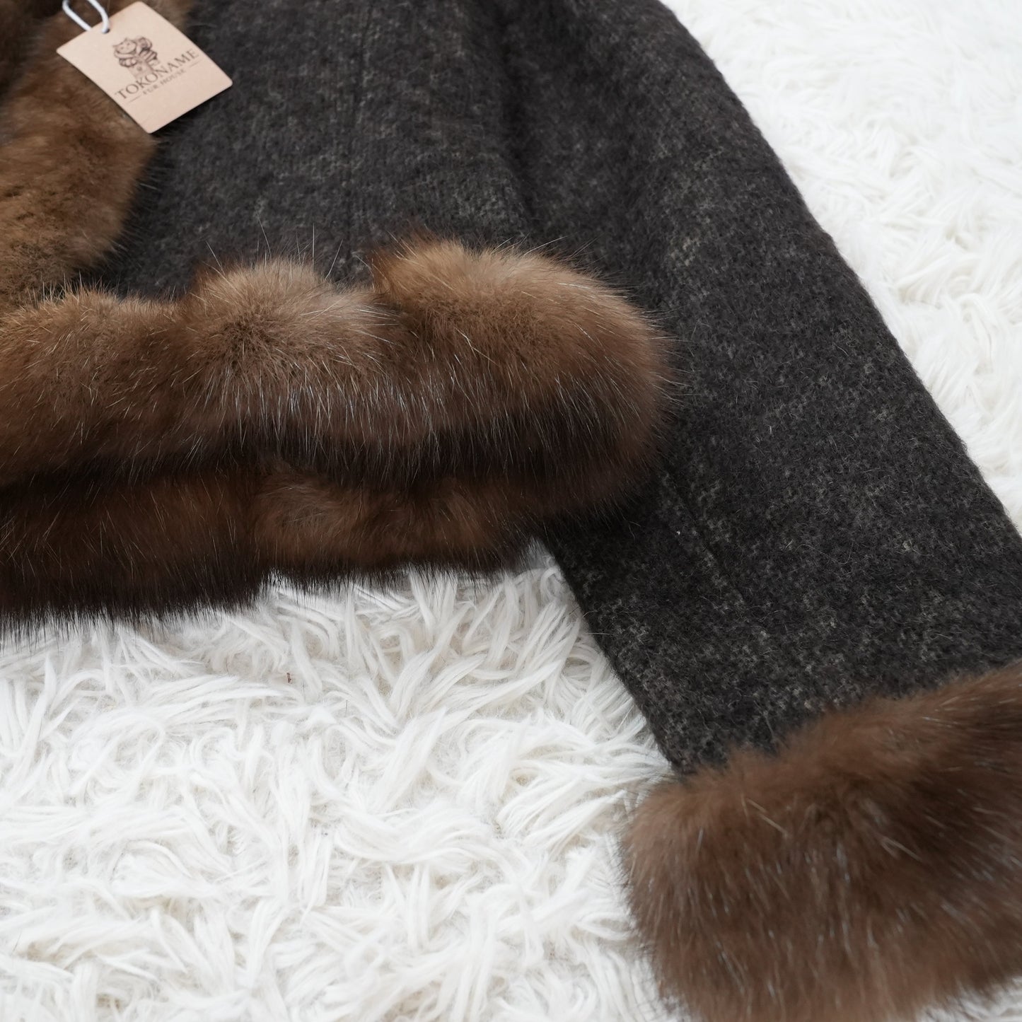 FOXEY Sable Fur Trim Angola Jacket - Genuine Vintage Fur From Japan