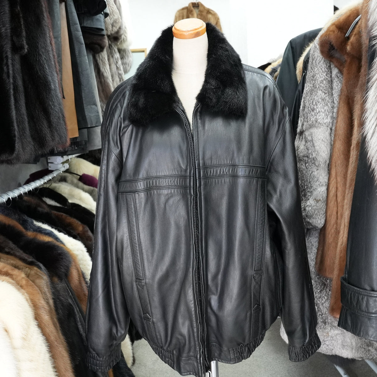 Mink and Leather Reversible Zip Up Jacket - Genuine Vintage Fur From Japan