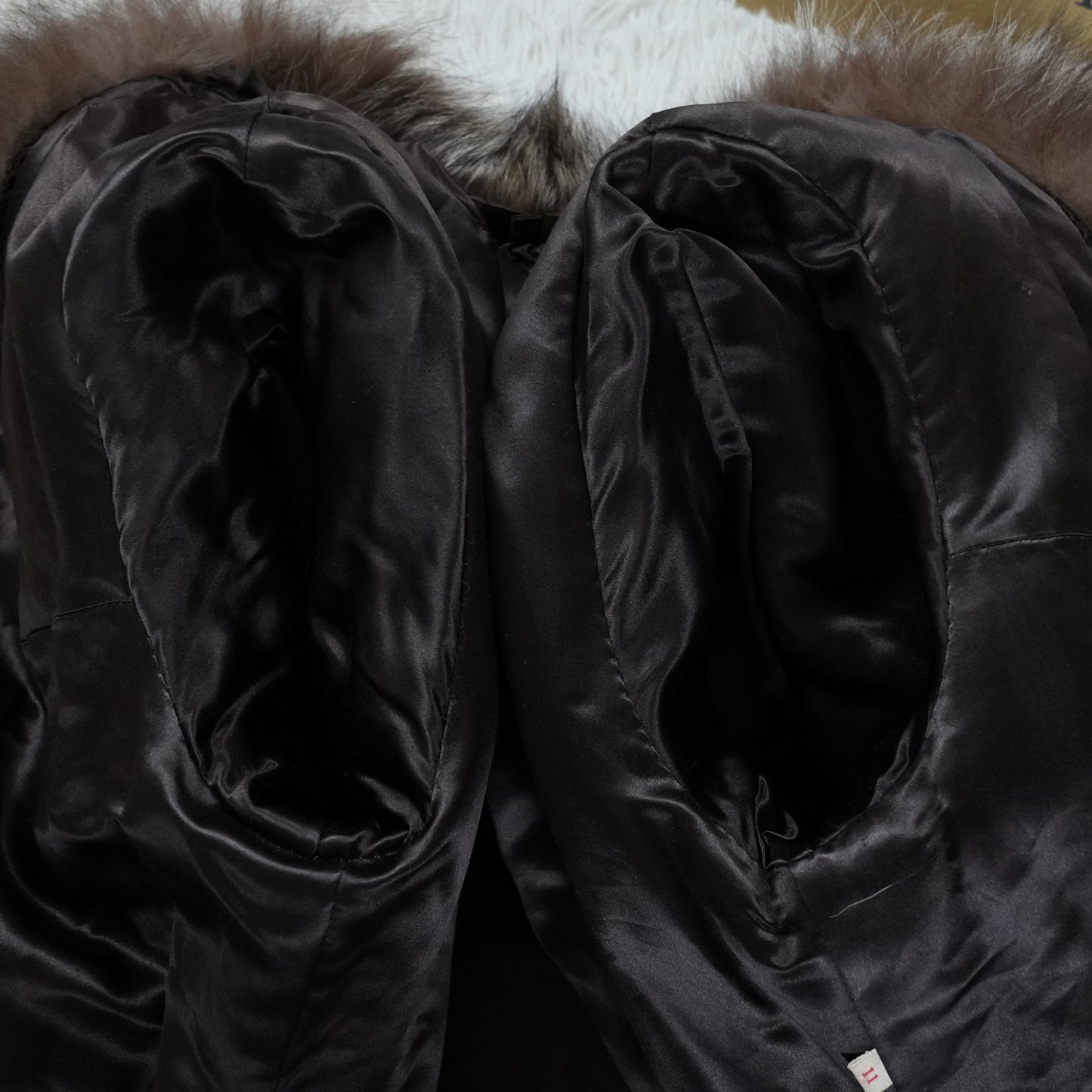 Silver Fox Long Coat - Genuine Vintage Fur From Japan