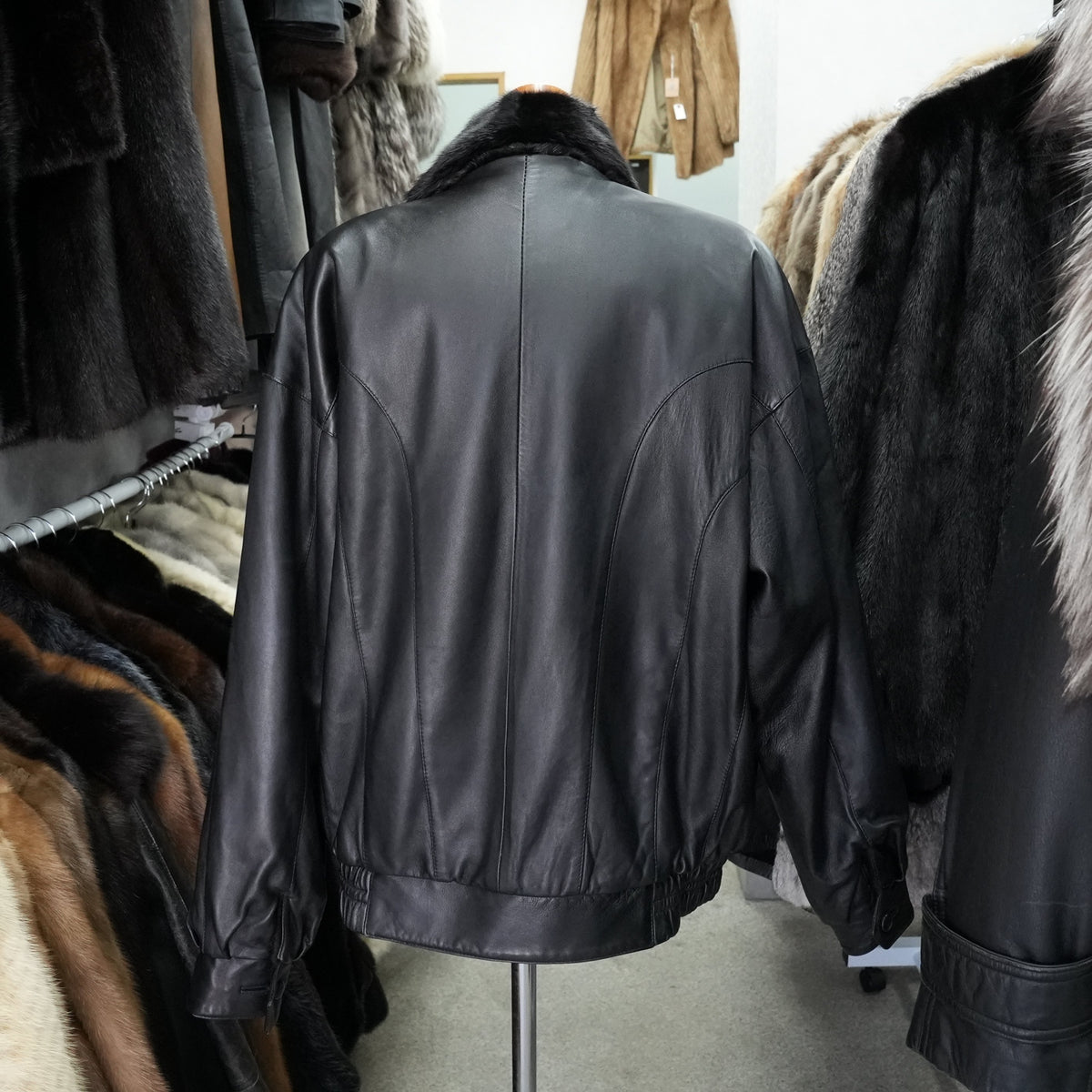 Men Mink and Leather Reversible Bomber Jacket- Genuine Vintage Fur From Japan