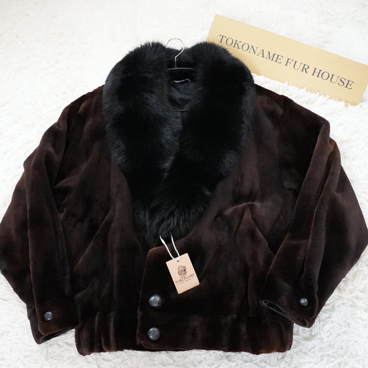 Men Shaved Mink and Fox Fur Trim Jacket - Genuine Vintage Fur From Japan
