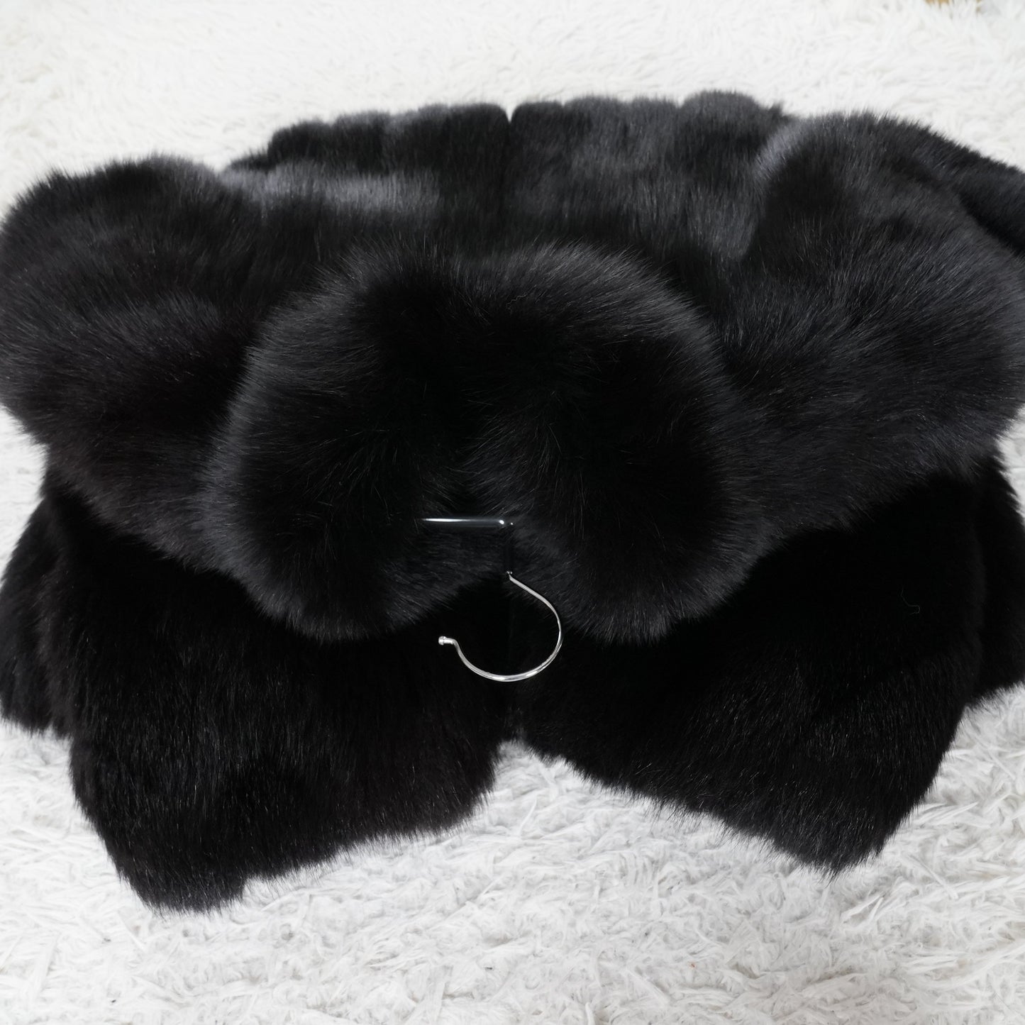 Black Dyed Fox Fur Coat EMBA - Genuine Vintage Fur From Japan