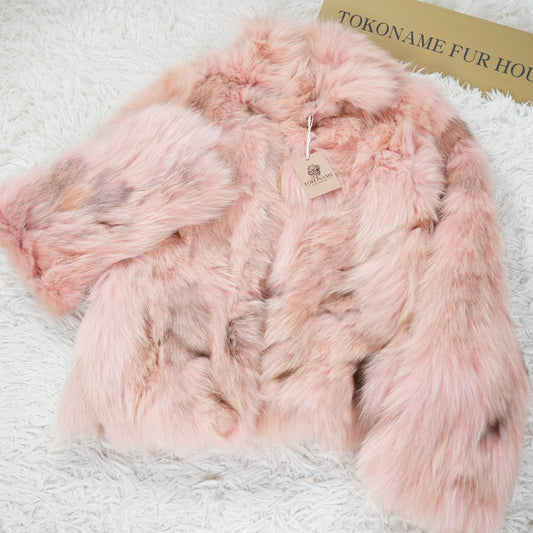 Pink Dyed Fox Fur Jacket - Genuine Vintage Fur From Japan