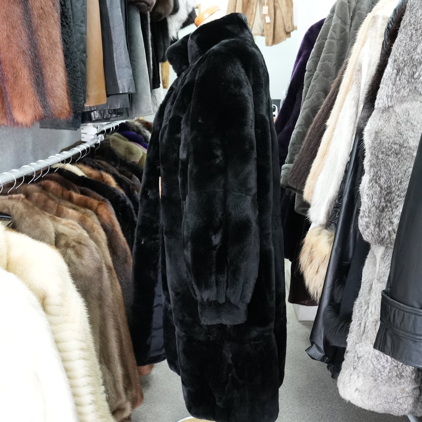 Nutria Fur Black Long Coat - Genuine Vintage Fur From Japan