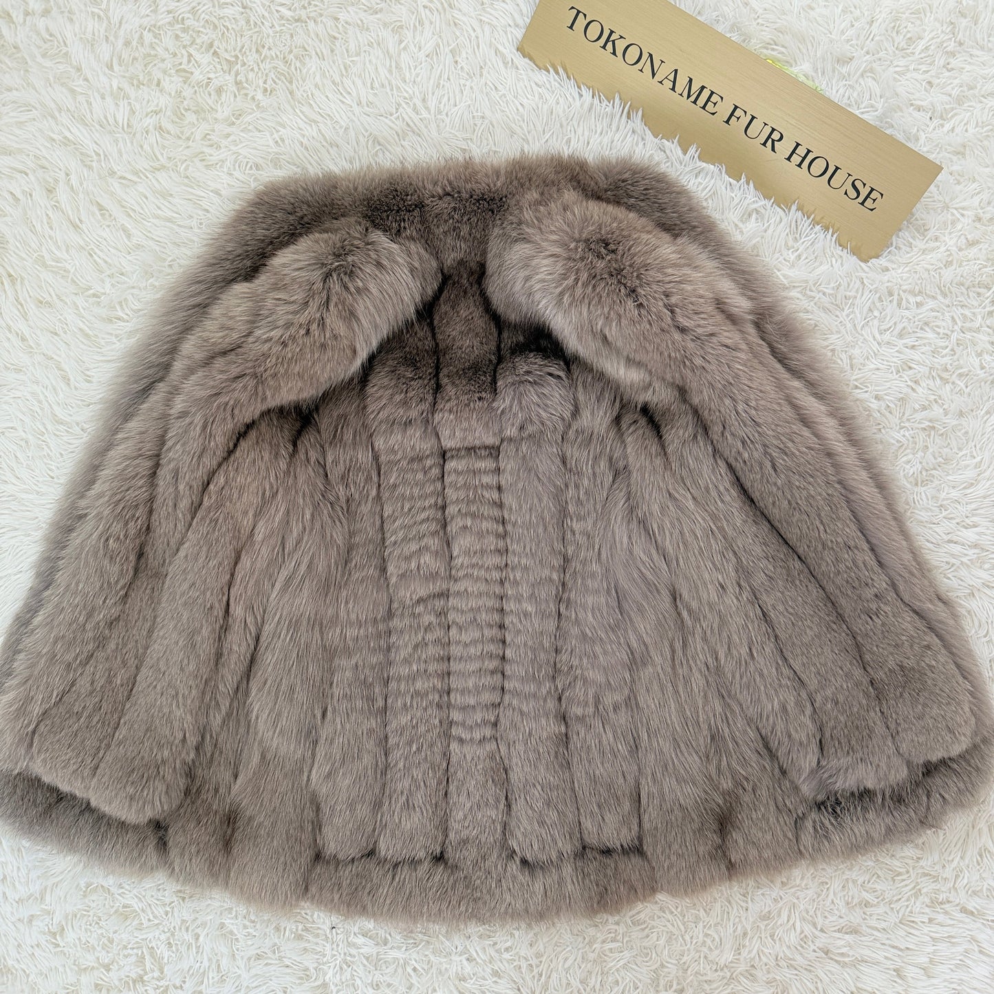 Ash Beige Fox Coat Genuine Vintage Fur Japan