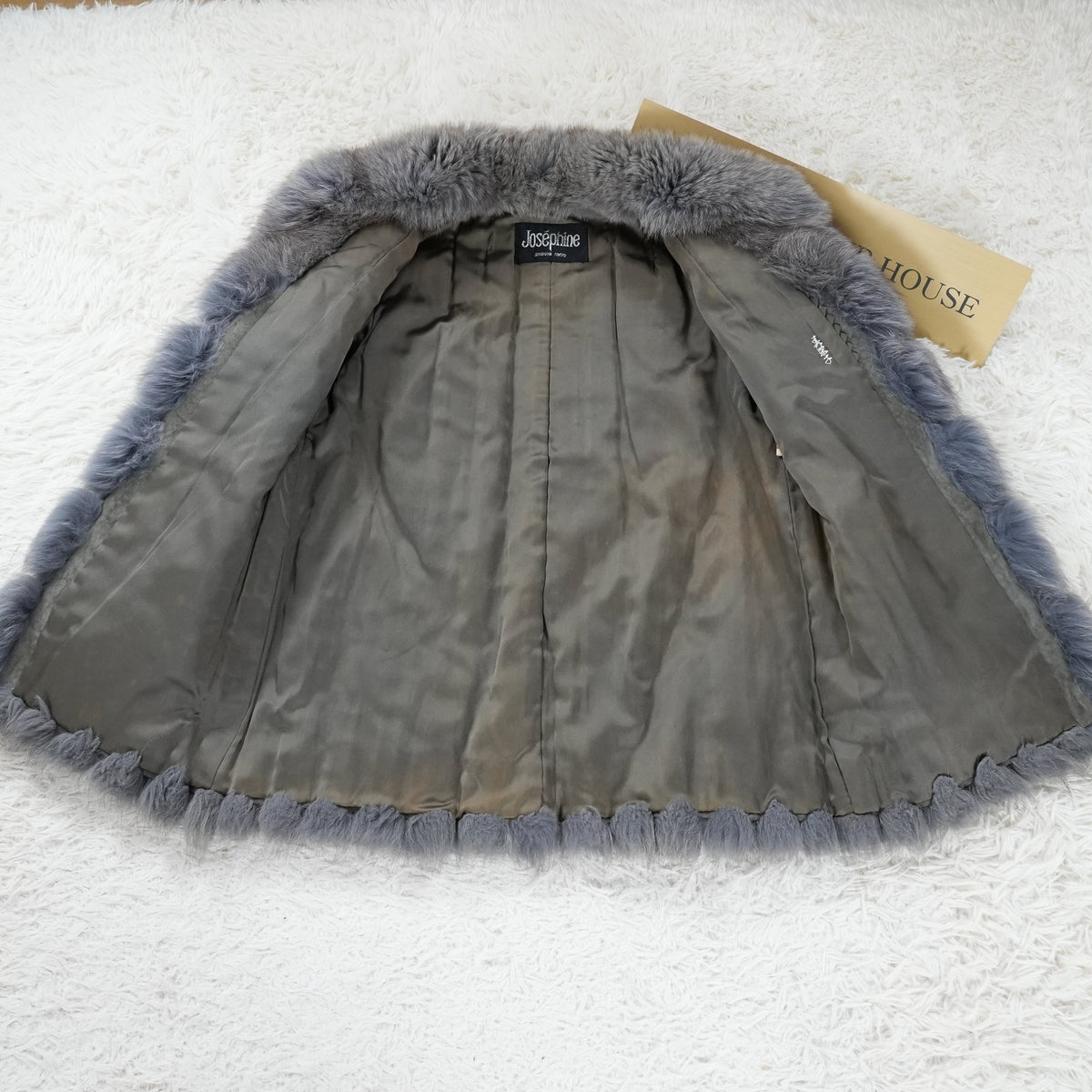 Ash Blue Dyed Fox Fur Design Coat - Genuine Vintage Fur From Japan