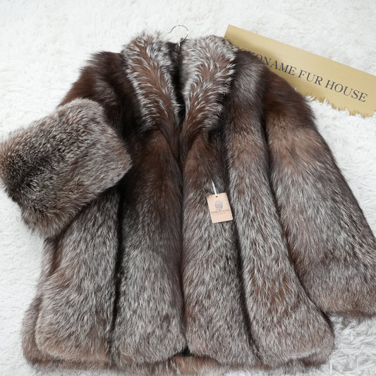 Silver Fox Fur Coat Soft and Fluffy SAGA FOX - Genuine Vintage Fur From Japan