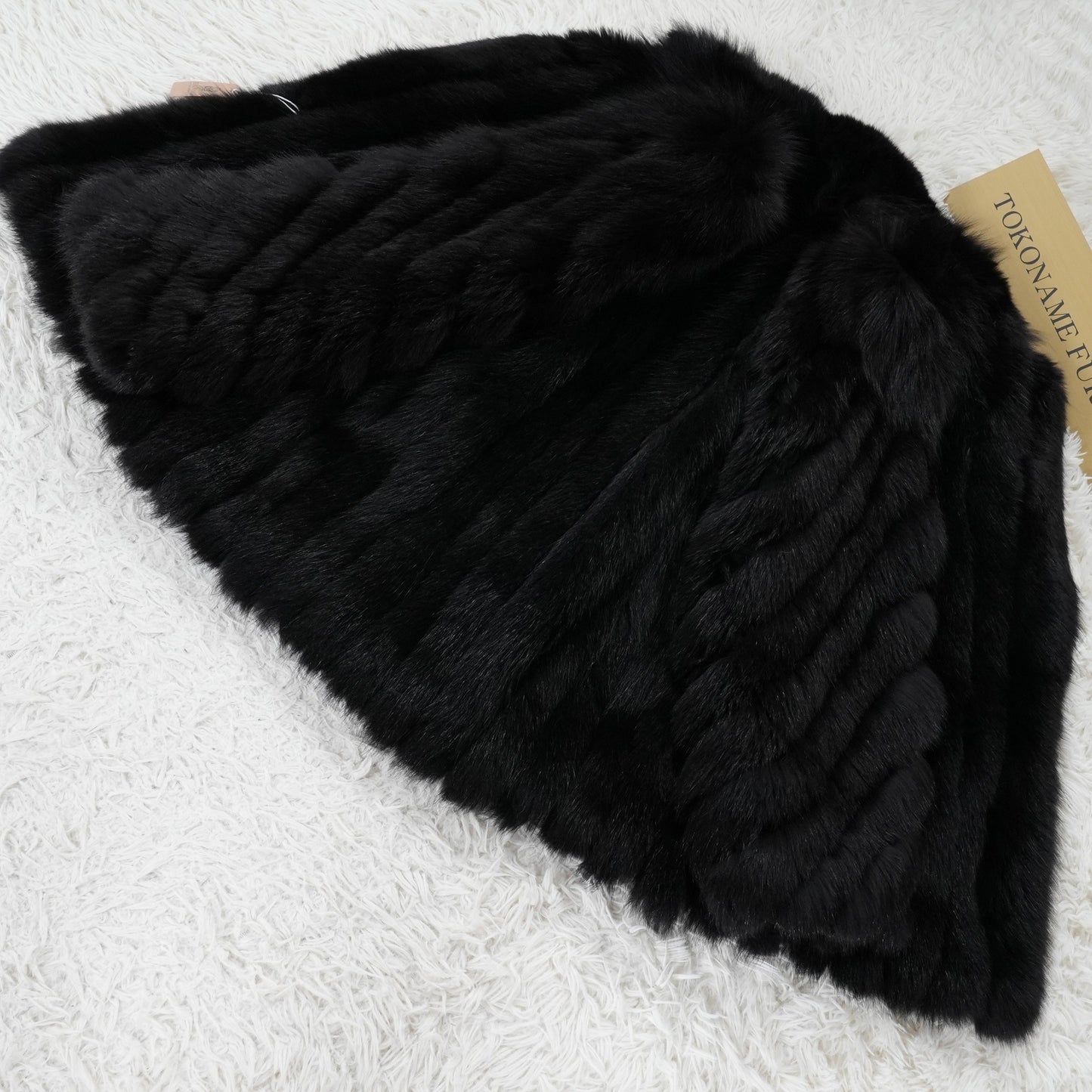 Black Dyed Fox Fur Coat ROTINY - Genuine Vintage Fur From Japan