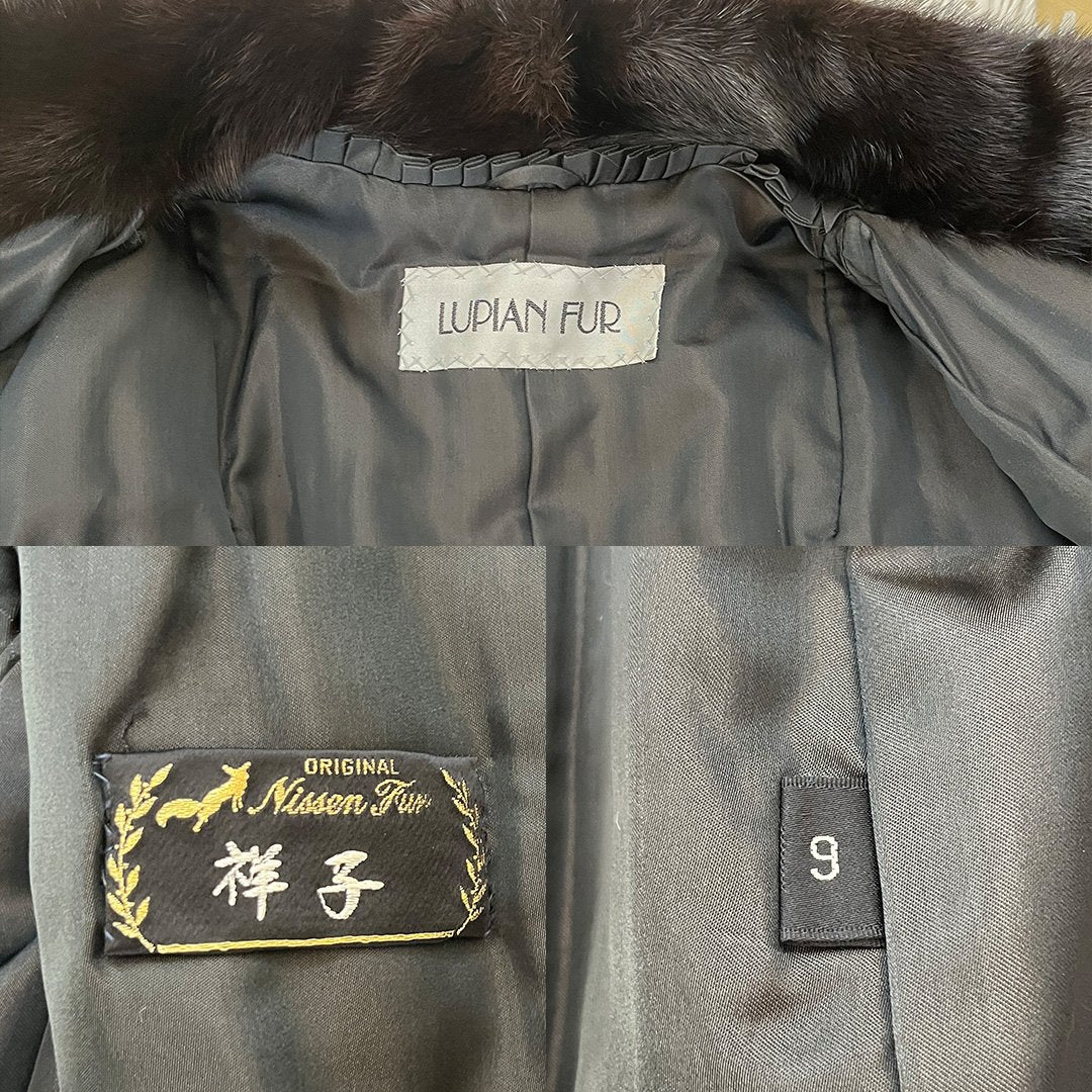 Dark Mink Jacket Stripe Cutting Genuine Vintage Fur Japan