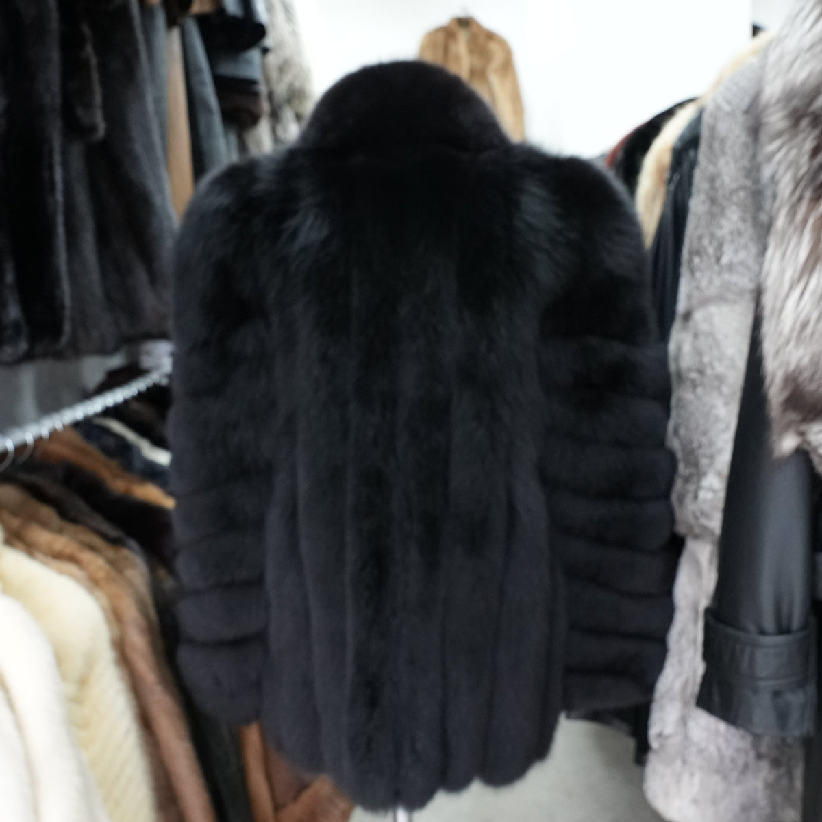 Black Dyed SAGA FOX Coat - Genuine Vintage Fur From Japan