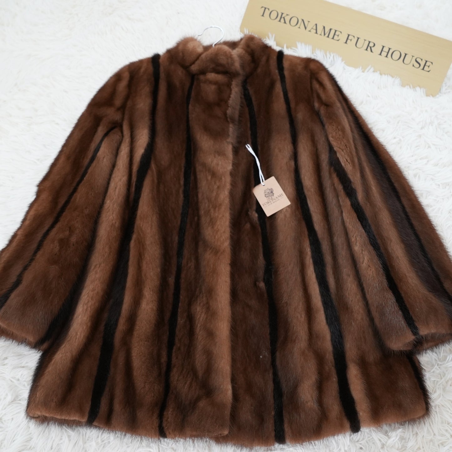 Mink Fur Stripe Design jacket Genuine Vintage Fur Japan