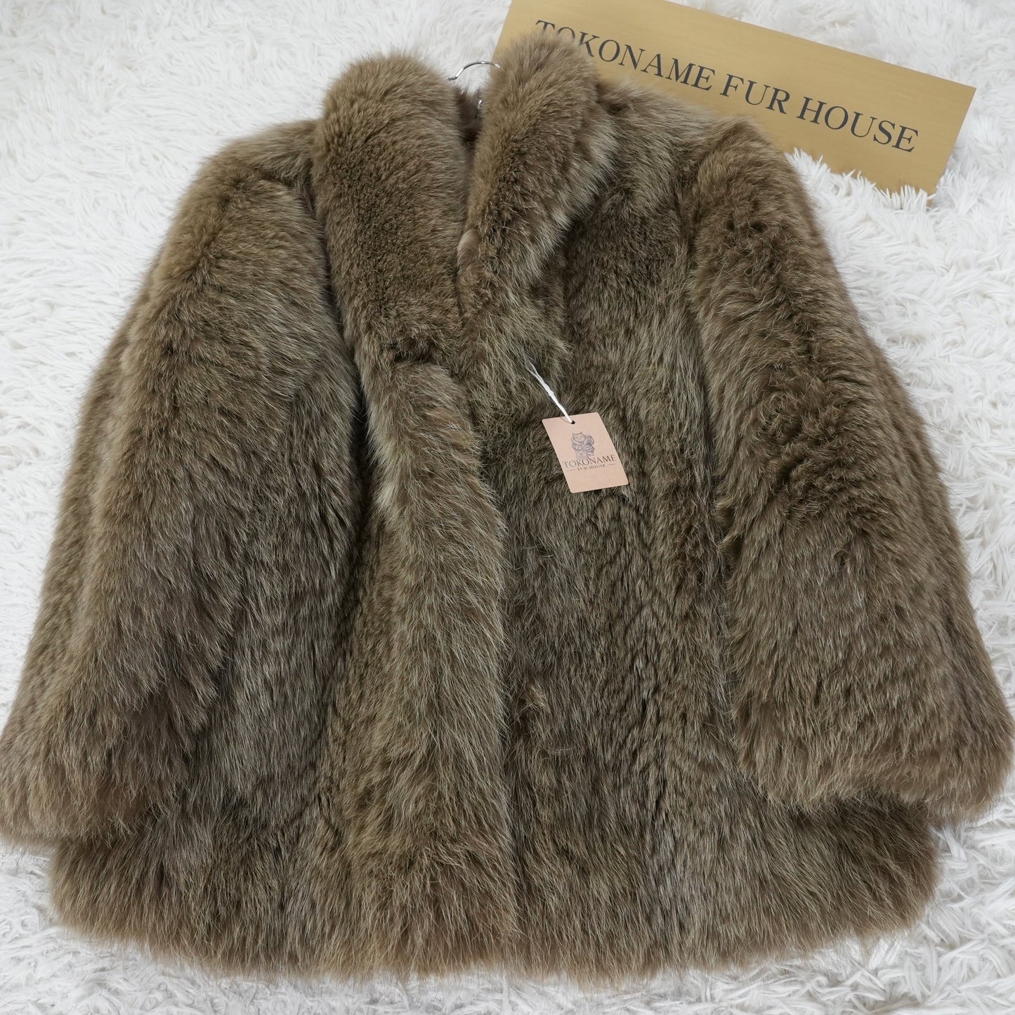 Ash Green Dyed Fox Fur Coat - Genuine Vintage Fur From Japan