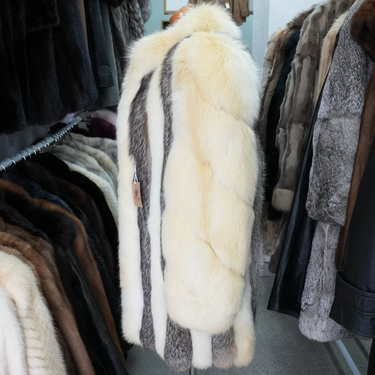 Shadow Fox and Silver Fox Stripe Design Coat Soft and Fluffy SAGA FOX
