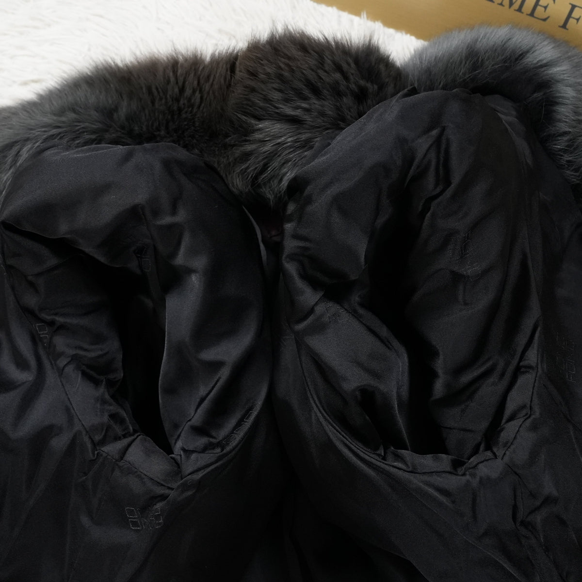 Gray Dyed Fox Fur Coat Moonbat - Genuine Vintage Fur From Japan