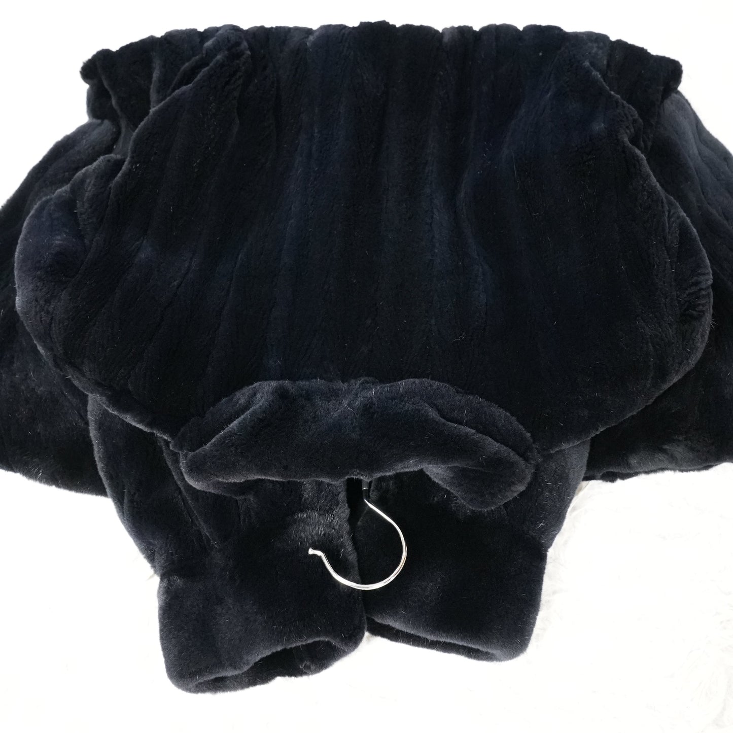 Dark Blue Shaved Mink Hem Pattern SAGA MINK - Genuine Vintage Fur From Japan