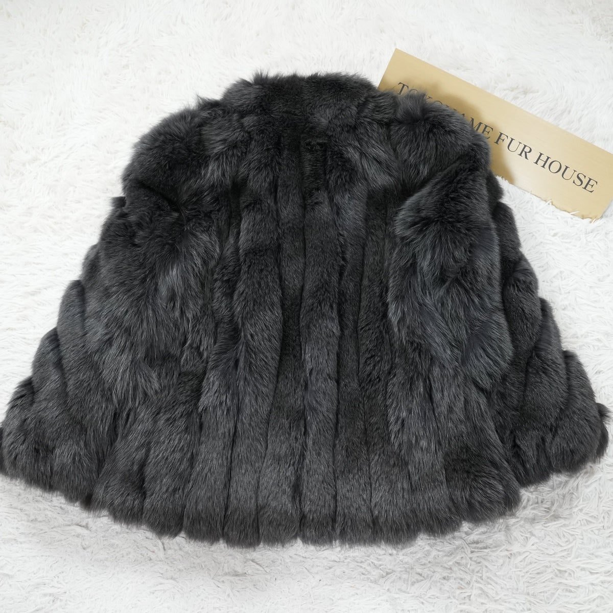 Gray Dyed Fox Fur Coat Moonbat - Genuine Vintage Fur From Japan
