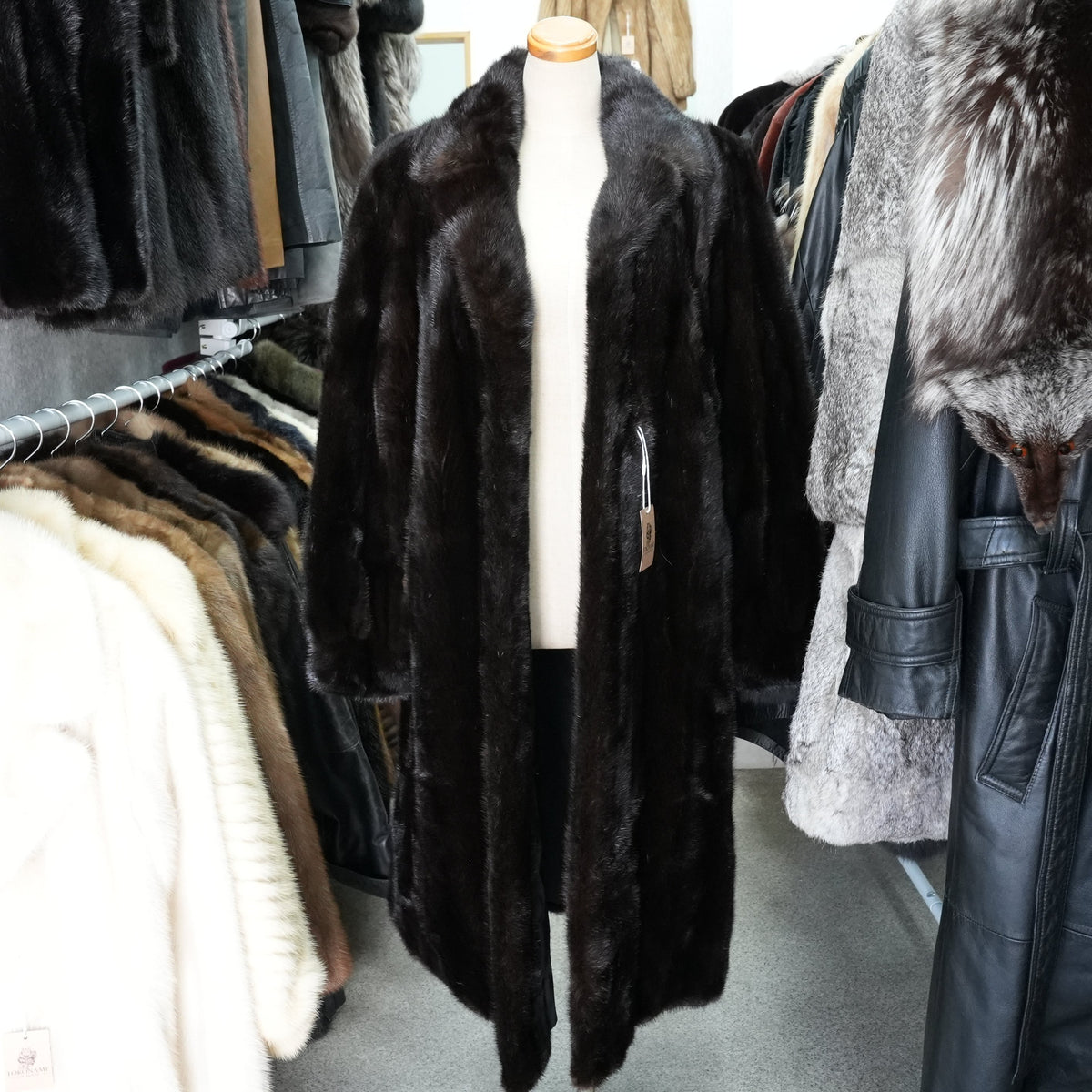 Dark Mink Long Coat SIBERIAN FUR STORE TOKYO - Genuine Vintage Fur From Japan