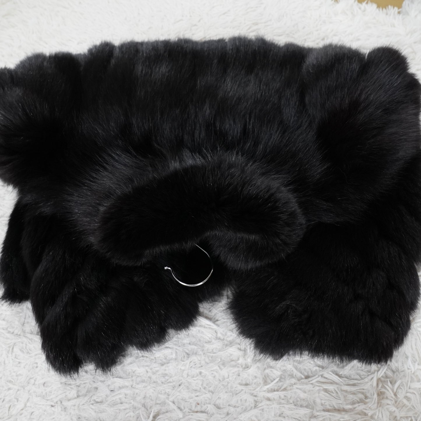 Black Dyed Fox Fur Coat ROTINY - Genuine Vintage Fur From Japan